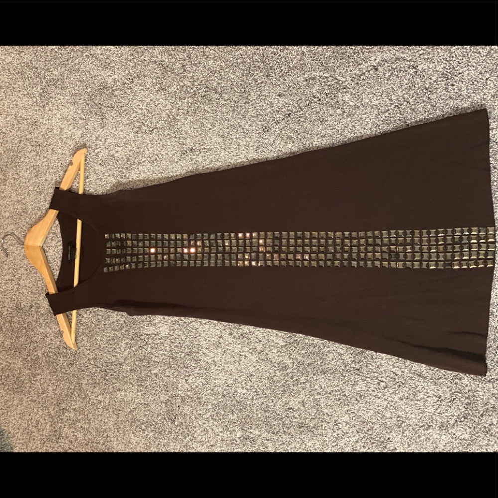 BCBG Brown Mini Dress with Embellishments